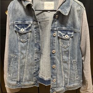 Torrid Denim Jacket with Gray Sleeves and hood